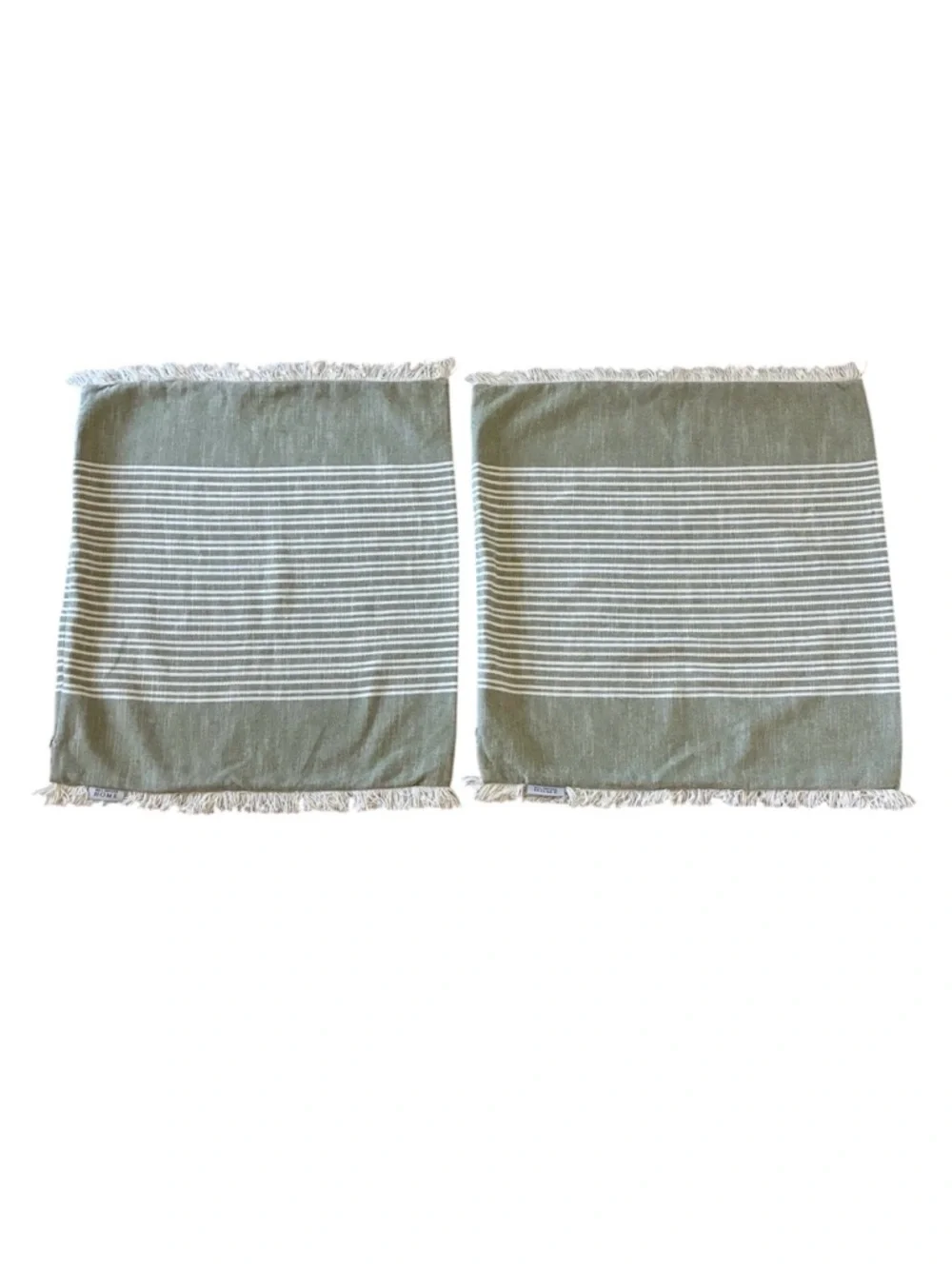 Well Dressed Home Sage Green Stripe Pillow Covers Fringe Cottagecore Shabby Chic